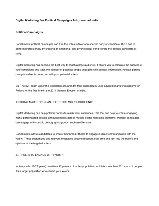 Digital Marketing For Political Campaigns In Hyderabad India
