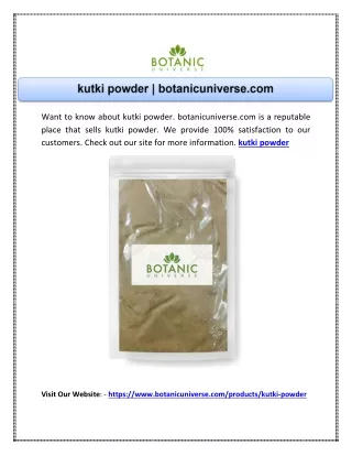 kutki powder | botanicuniverse.com