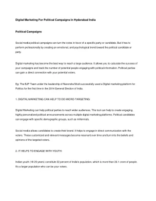 Digital Marketing For Political Campaigns In Hyderabad India