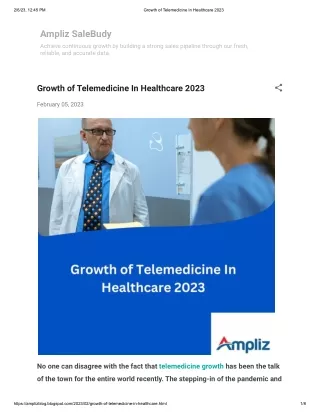 Growth of Telemedicine In Healthcare 2023