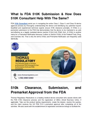 What Is FDA 510K Submission & How Does 510K Consultant Help With The Same