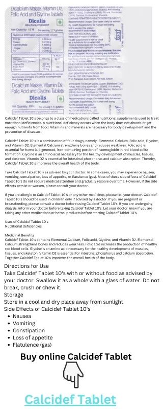 calcidef tablet 10 s belongs to a class