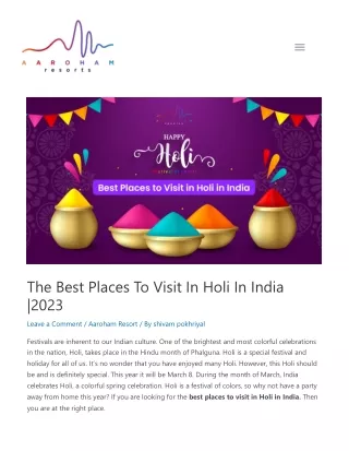 Best Places To Visit In Holi In India