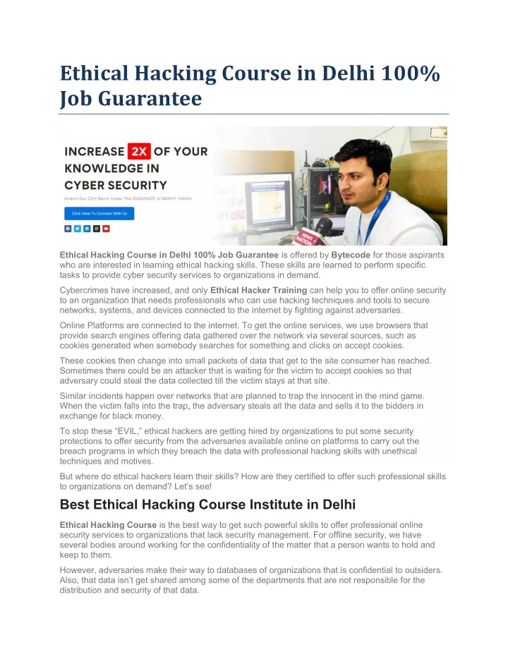 ethical hacking course in delhi 100 job guarantee