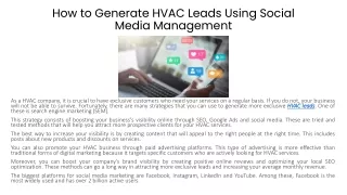 How to Generate HVAC Leads Using Social Media