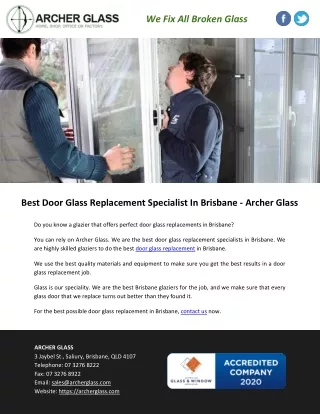 Best Door Glass Replacement Specialist In Brisbane - Archer Glass