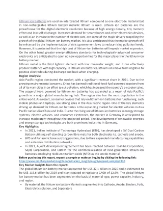 Lithium ion batteries market