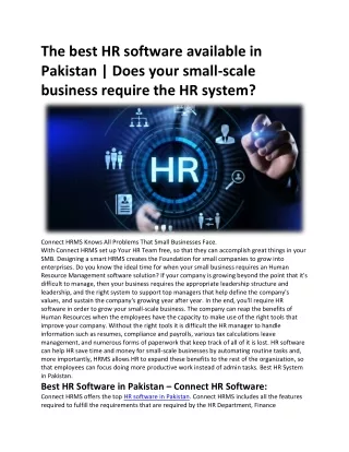 The best HR software available in Pakistan - Does your small-scale business require the HR system-