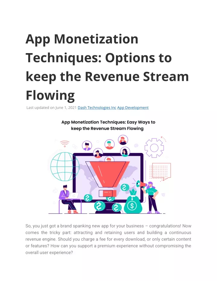 app monetization techniques options to keep