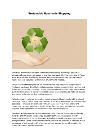 Sustainable Handmade Shopping