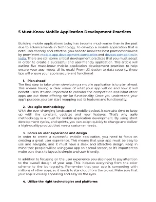 5 Must-Know Mobile Application Development Practices