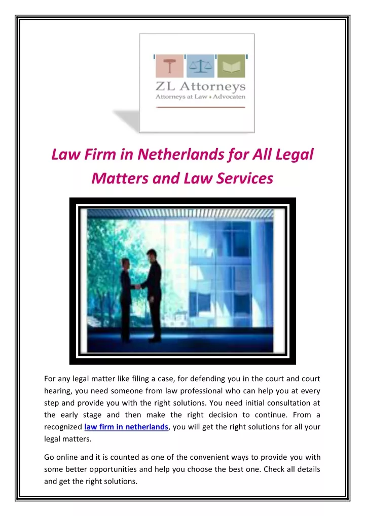 law firm in netherlands for all legal matters