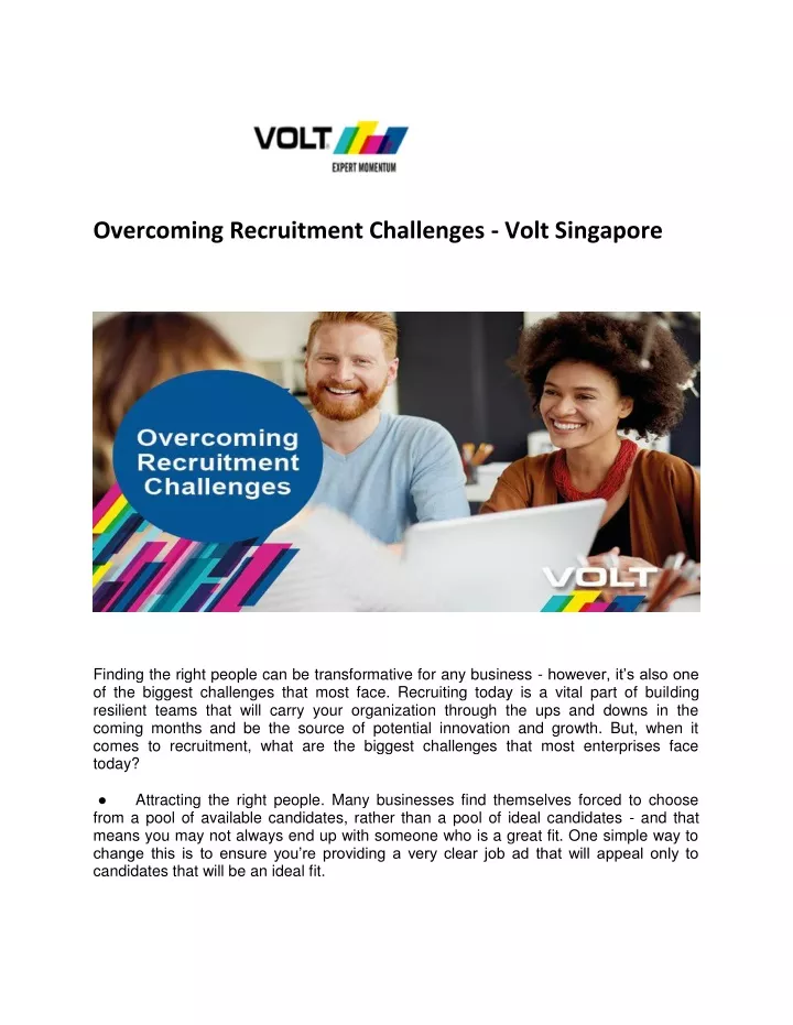 overcoming recruitment challenges volt singapore