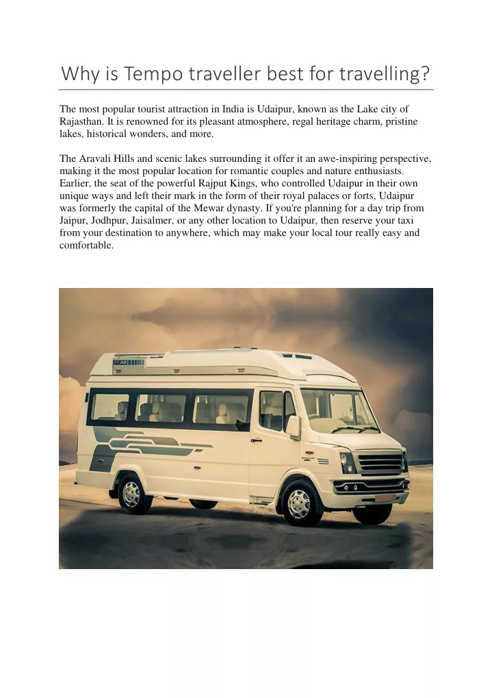 why is tempo traveller best for travelling