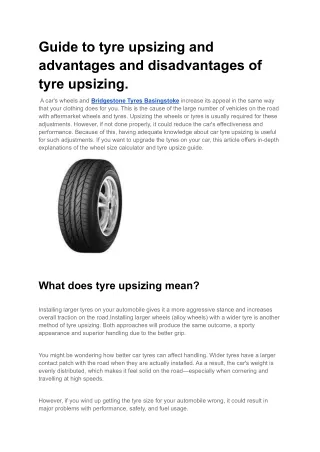 Guide to tyre upsizing and advantages and disadvantages of tyre upsizing