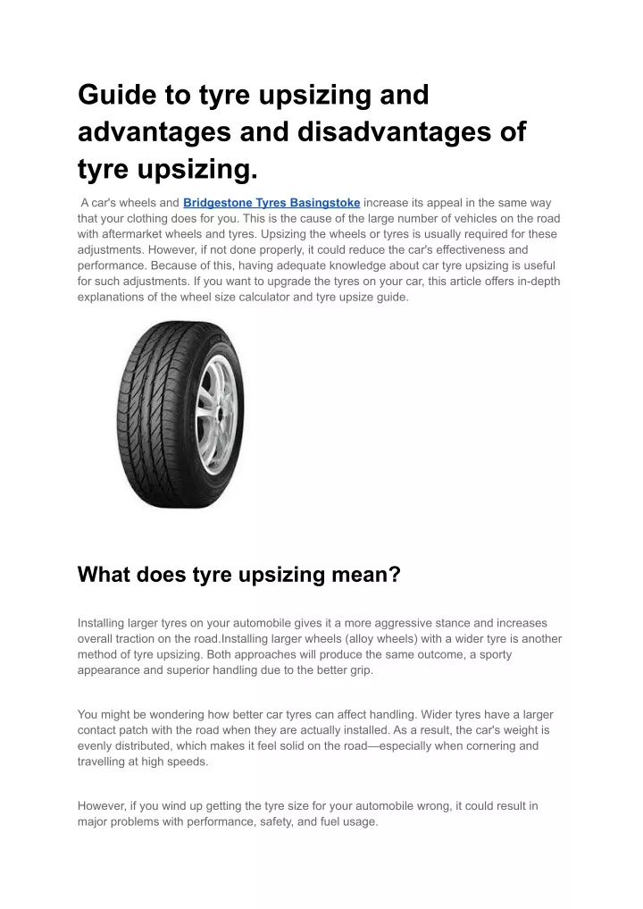 guide to tyre upsizing and advantages
