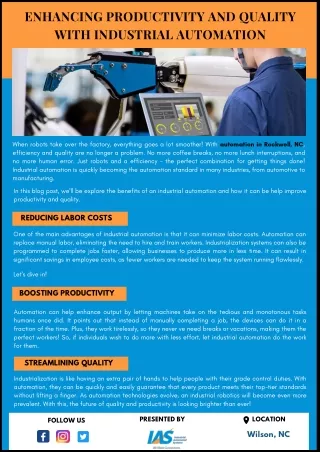 Enhancing Productivity And Quality With Industrial Automation