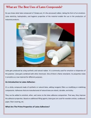 what are the best uses of latex compounds what