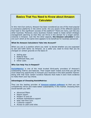 Basics That You Need to Know about Amazon Calculator