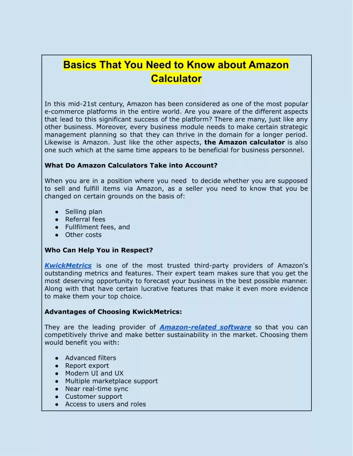 basics that you need to know about amazon