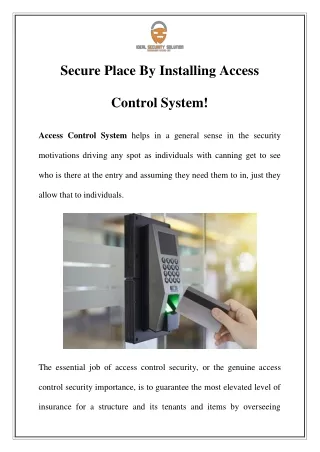 Access Control System in Gurgaon Call-8467096239