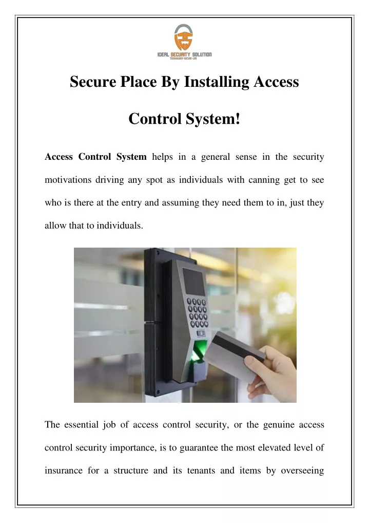secure place by installing access