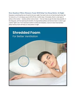 how bamboo pillow memory foam will help you sleep
