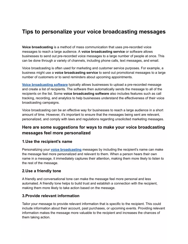 tips to personalize your voice broadcasting