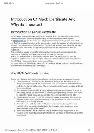 Introduction Of MPCB Certificate And Why its Important