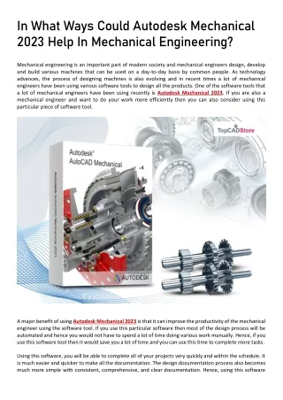 In What Ways Could Autodesk Mechanical 2023 Help In Mechanical Engineering