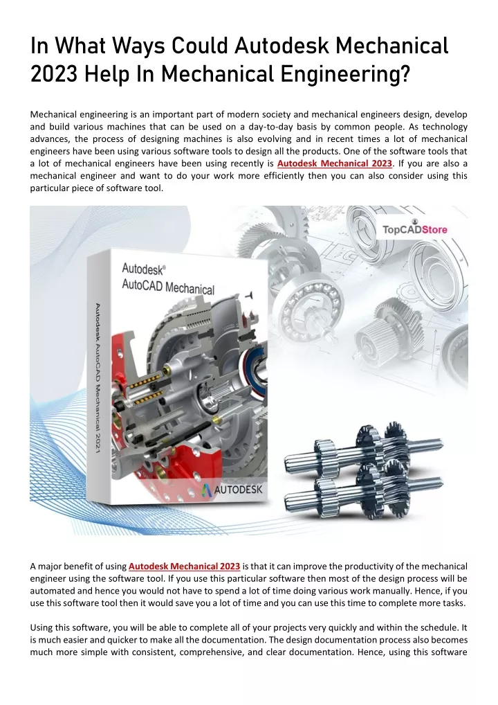 in what ways could autodesk mechanical 2023 help