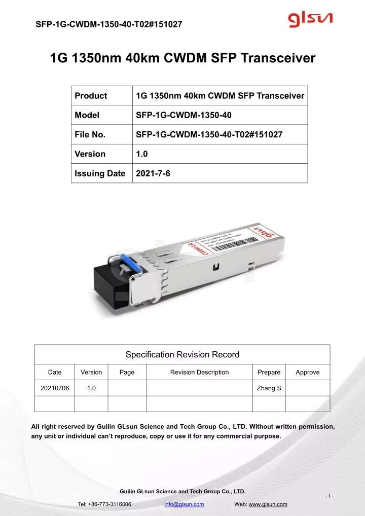 sfp 1g cwdm 1350 40 t02 151027