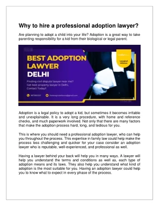 Why to hire a professional adoption lawyer