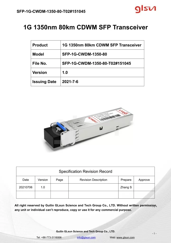 sfp 1g cwdm 1350 80 t02 151045