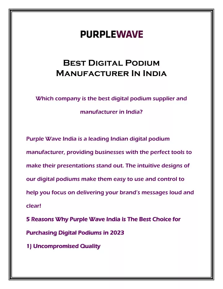 best digital podium manufacturer in india