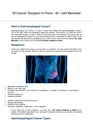 GI Cancer Surgeon in Pune