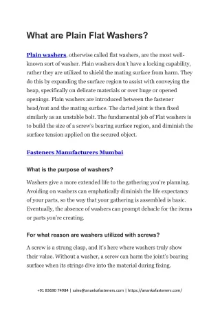 what are plain flat washers