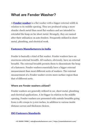 what are fender washer