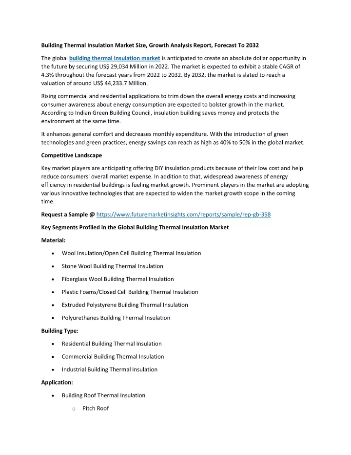 building thermal insulation market size growth