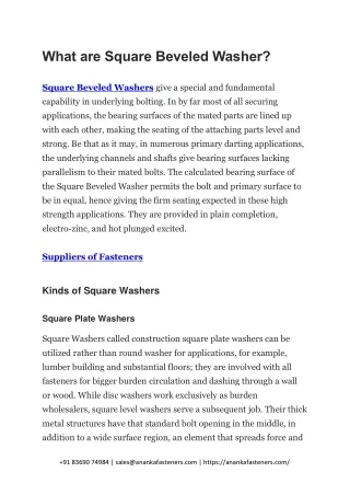 what are square beveled washer