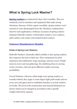 what is spring lock washer