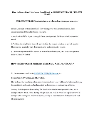 How to Score Good Marks or Good Rank in CSIR UGC NET