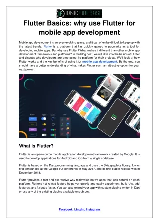 flutter basics why use flutter for mobile