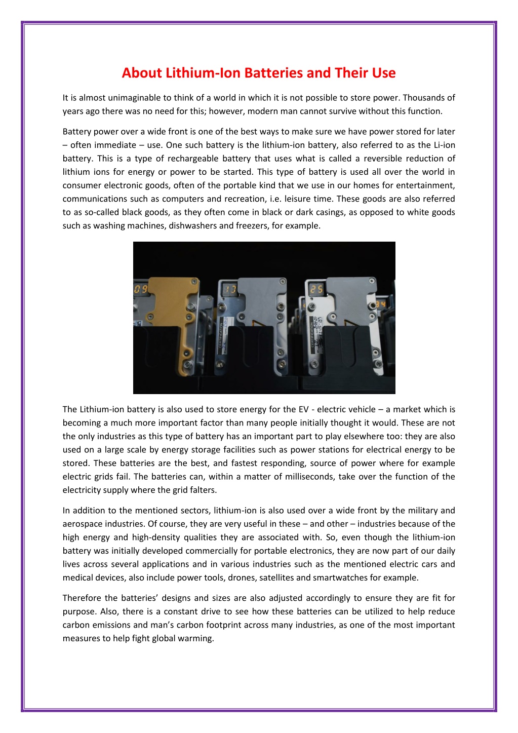 PPT - About Lithium-Ion Batteries and Their Use PowerPoint Presentation ...