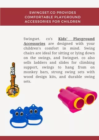 Swingset.co Provides Comfortable Playground Accessories for Children