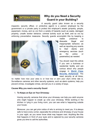 Hire World Class Security in Hollywood - International SGS