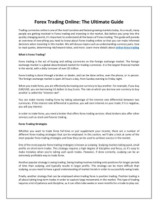 forex trading online the ultimate guide