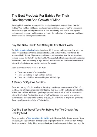 the best products for babies for their