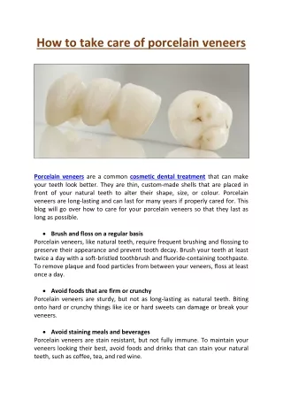 How to take care of porcelain veneers - West Vaughan Dental