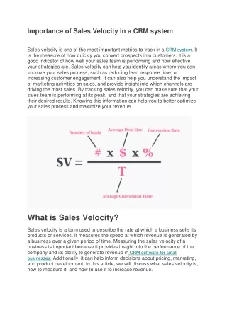 Importance of Sales Velocity in a CRM system